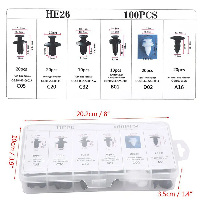 

100PCS Car Refurbish Clips Accessories set Fastener Clip Plastics Mixed Clips For Car Interior Retainer Fastener universal car