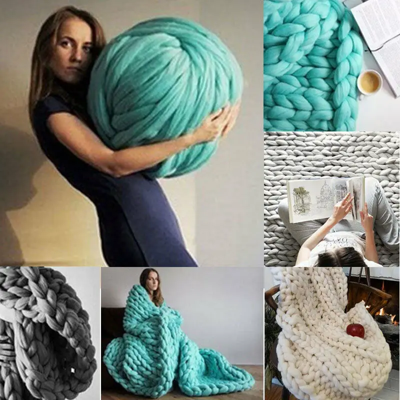 Super Soft Viscose Chunky Yarn Roving Yarn Spinning Hand Bulky Arm Knitting Spin Yarn Winter Warm Home Decor Sofa Throw
