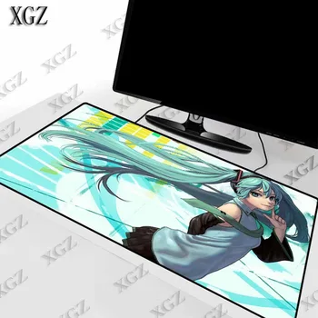 

XGZ Hatsune Miku Anime Girl Large Gaming Mouse Pad Gamer Locking Edge Keyboard Mat Desk pad for CSGO LOL Dota Game