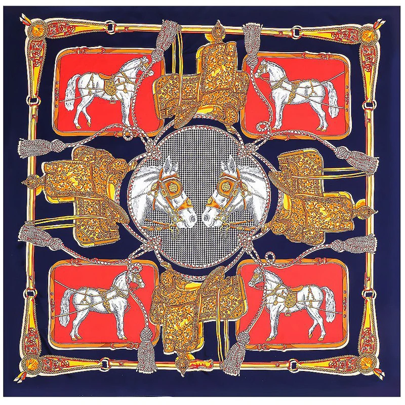 2021 New design brand Women\'s silk scarf 130cm*130cm printed twill large square scarf shawl wrapped lady\'s scarf Farad