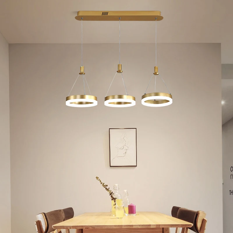 

Simple Light Luxury White LED Three-head Suspension Lamp Modern Home Restaurant Kitchen Room Remote Control Bar Lighting Fixture