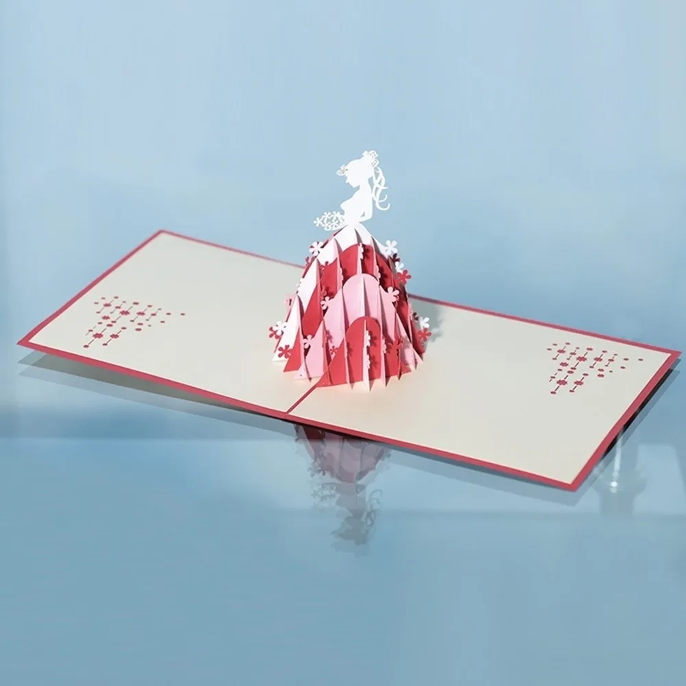  1PC 3D Laser Cut Stereoscopic Bride Shaped Card Handmade Wedding Greeting Invitations Card Hollow P - 4000266438553