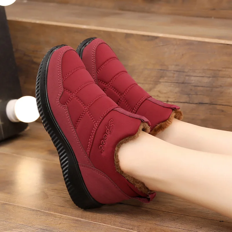 Хлопковая обувь новые женские водонепроницаемые сапоги зимняя для мам теплые