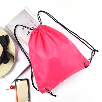 

Drawstring Backpack Storage Bag Solid Color Portable for School Sport Travel Shoes Cycling J9