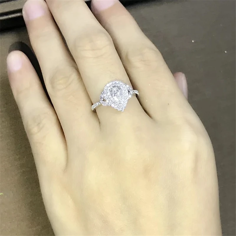 Модное Настоящее 925 пробы Серебряное кольцо с цветами, кольцо для помолвки AAAAA cz, обручальное кольцо для женщин, свадебные ювелирные изделия