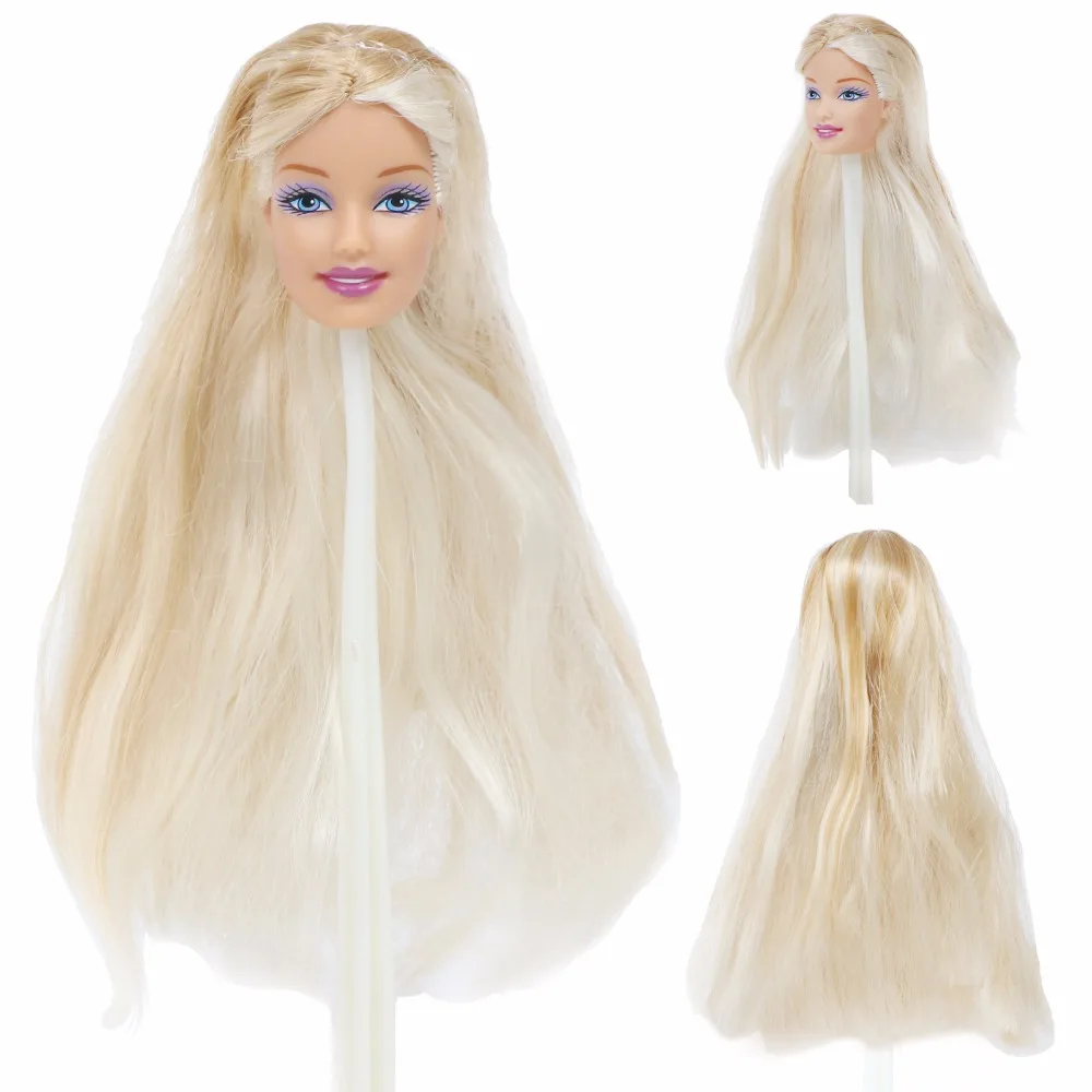 High Quality Fashion Doll Head for 12'' Doll Golden White Straight Hair Elegant Make Up Kids DIY Dollhouse Accessories Toy 1/6