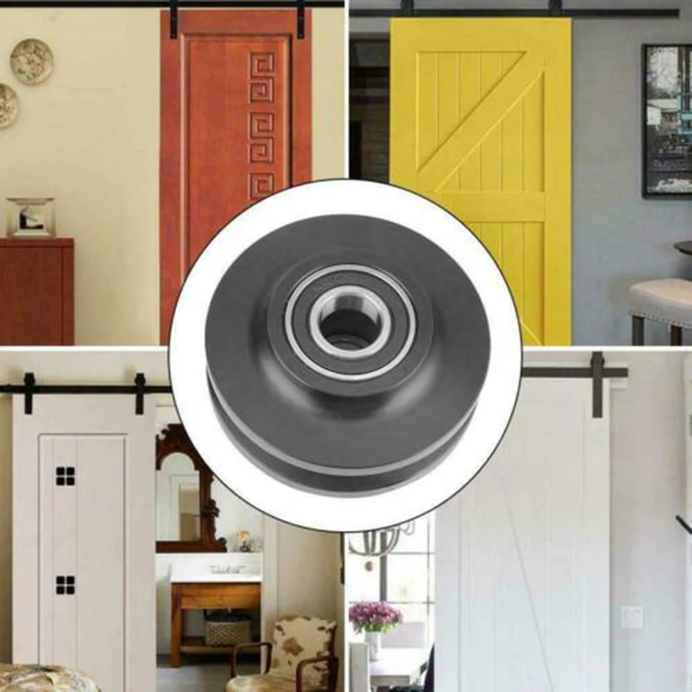 Barn Door Hanging Rail Pulley Wheel Sliding Hardware Roller Track Window Closet Supplies Durable