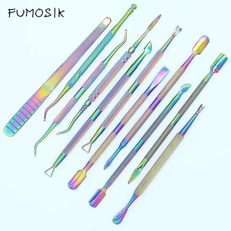 21 Style Rainbow Stainless Steel Nail Cuticle Pusher Tweezer Nail Art Files UV Gel Polish Remove Manicure Care Groove Clean Tool manicure tools,nail art pusher,nail manicure tools,manicure pedicure tools,cuticle pusher,nail polish tools