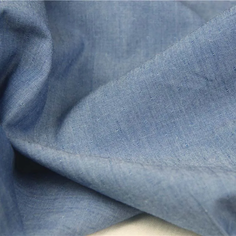 Denim Warna Biru Dobbt Dots 100% Katun Halus Chambray Kain Musim Semi Musim Panas Pakaian Pekerjaan Tangan Kemeja Tissu kerajinan|Kain| - AliExpress