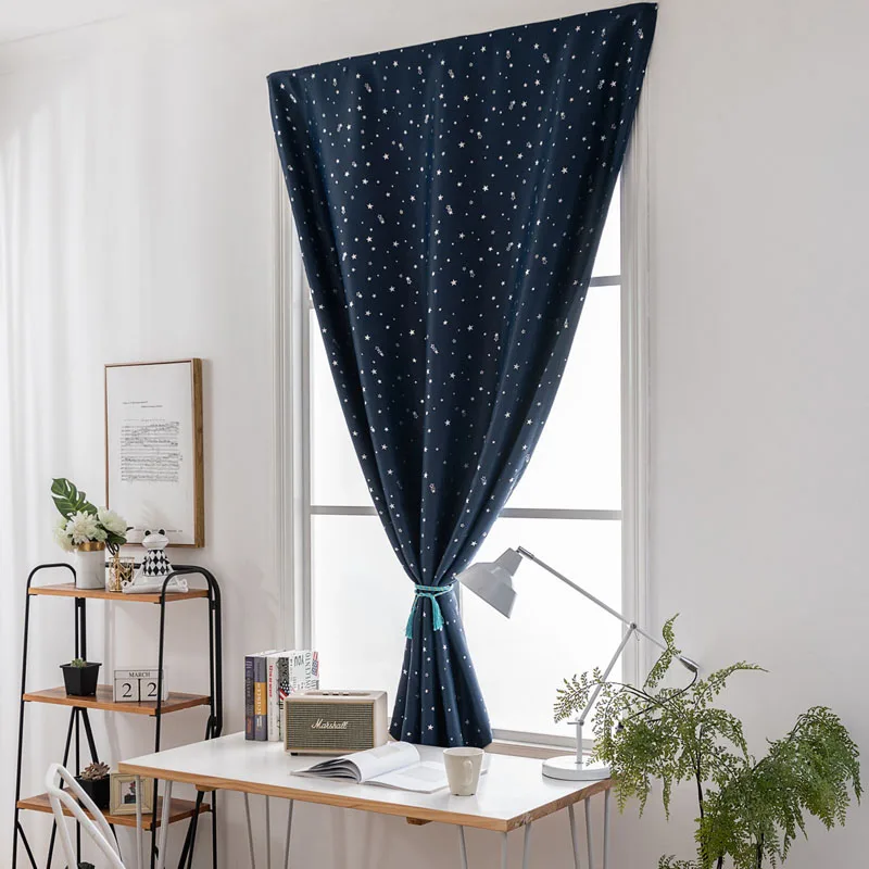 Modern Window Velcro Curtains For Living Room Bedroom Hot Silver Stars