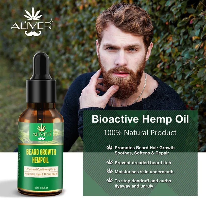 Men Liquid Beard Growth Essential HEMP Oil Fast Enhance Facial Whiskers Nutrition Moustache Beard Repair Growth Liquid