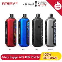 Артерия самородок AIO 40 Вт Vape Pod Комплект с 1500 мАч встроенный аккумулятор и RBA катушка и 2 мл бак электронной сигареты испаритель vs Vinci/Drag