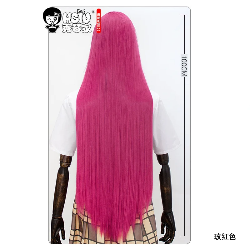 MUMUPI 100 см парик с длинными прямыми волосами термостойкие синтетические волосы парик вечерние парики для косплея красный фиолетовый розовый черный серый - Цвет: P12/613