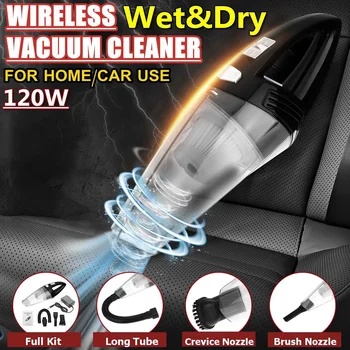 

Powerful Wireless Car Vacuum Cleaner Portable Handheld 120W USB Cordless Wet&Dry Use Rechargeable Home Car Vacuum Cleaner