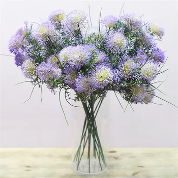 

10P Fake Short Stem Onion Ball (3 stems/piece) 22.83" Length Simulation Dandelion for Wedding Home Decorative Artificial Flowers