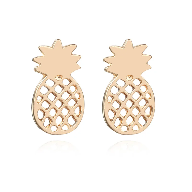 Европа и Америка Простые полые Рисованные сережки в виде ананасов сплав покрытие фрукты ювелирные изделия женские серьги