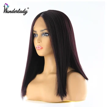 

Ombre Lace Front Wigs Bob For Women Purple Red Synthetic Wig Middle Part WonderLady 14 inch Short Straight With Free Cap