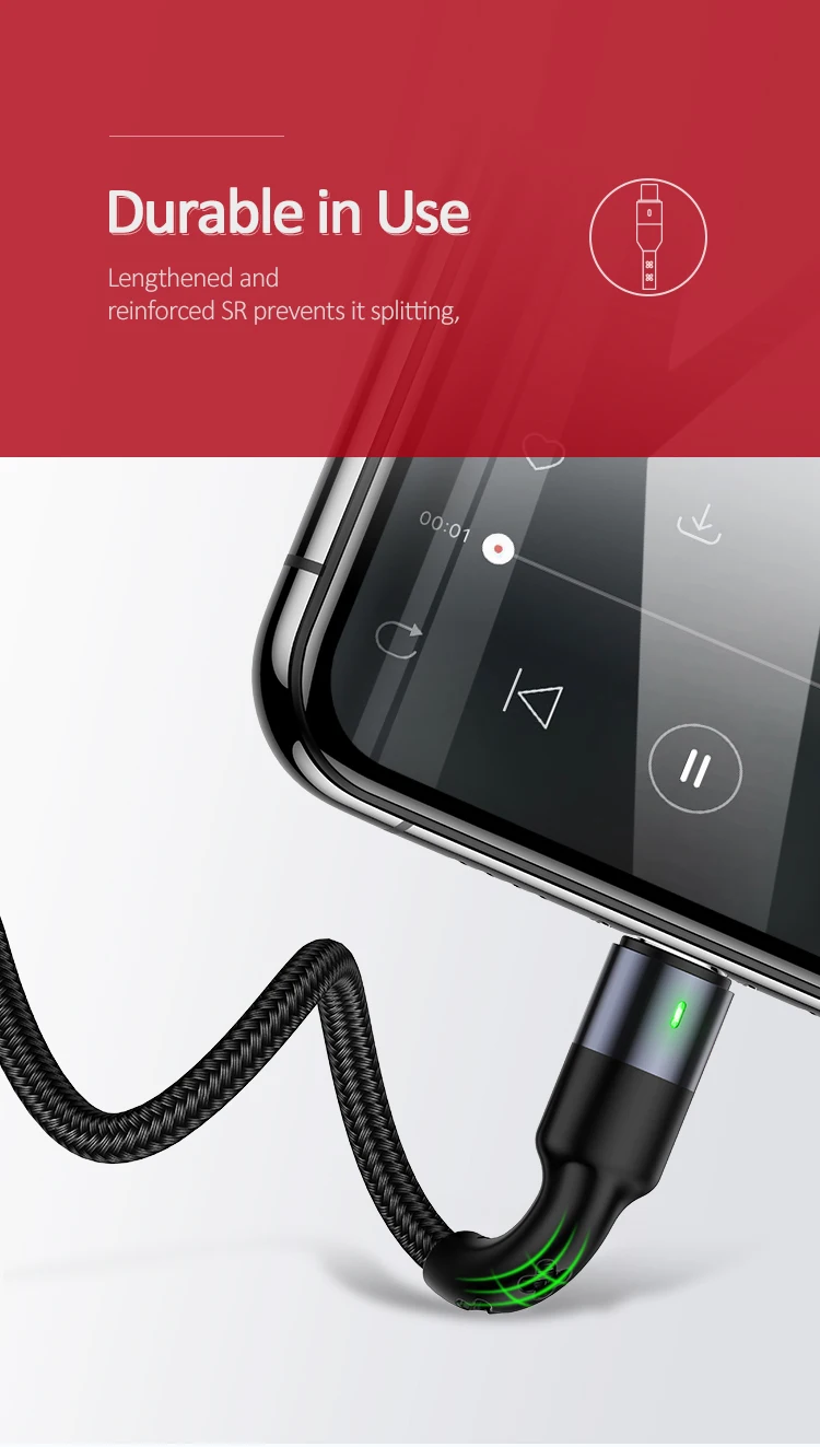 USAMS 4 в 1 мульти usb Кабель зарядного устройства для iPhone samsung huawei xiaomi Быстрая зарядка провод данных для lightning micro usb type c светодиодный