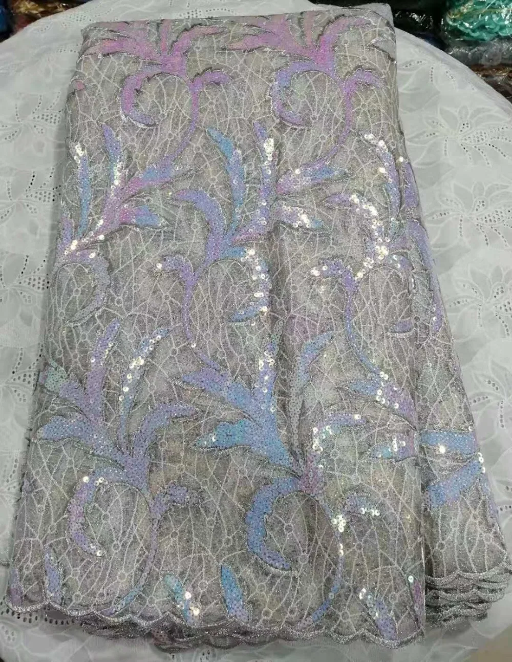 Высококачественная африканская кружевная ткань детская розовая бархатная французская сетчатая вышивка Тюлевое кружево с пайетками ткань для нигерийских вечерние платья