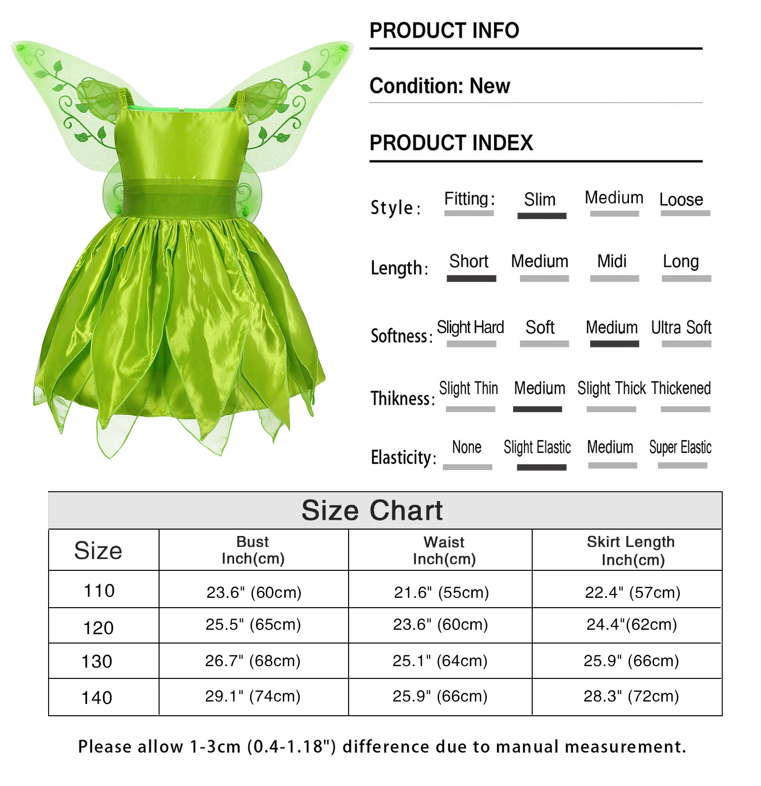 Girls Spring Summer Party Princess Dress Butterfly Fairy Cosplay Costume Wings Accessories Sling Lotus Leaf Skirt Zipper Placket