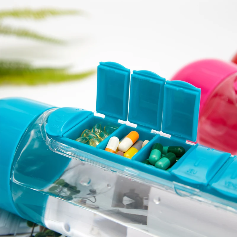 Travel pill organizer water bottle - pill box organizer | Diversi