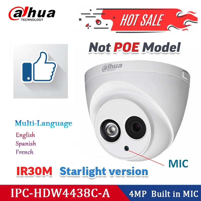 Dahua IP камера безопасности HDW4636C A 6 МП Встроенный микрофон 4 купольная CCTV HDW4438C 2MP 1080HD