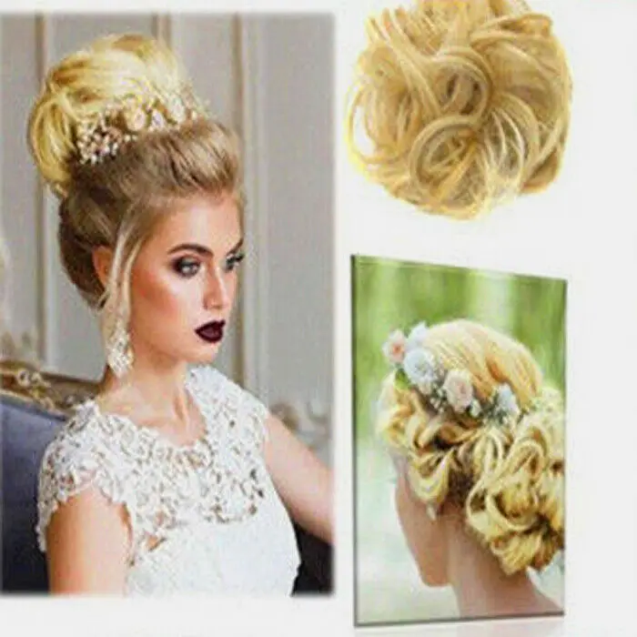 

2019 Newest Hot arrival Curly Messy Bun Hair Piece Scrunchie Updo Cover Hair Extensions Real as human Braiders
