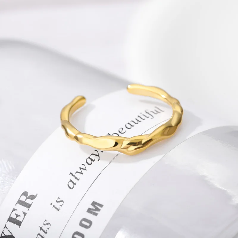 Gold Color Irregular Rings in Stainless Steel for Women Trend Simple Aesthetic Jewelry Couple Gift anillos mujer stainless steel ring,gold color ring,gold color rings