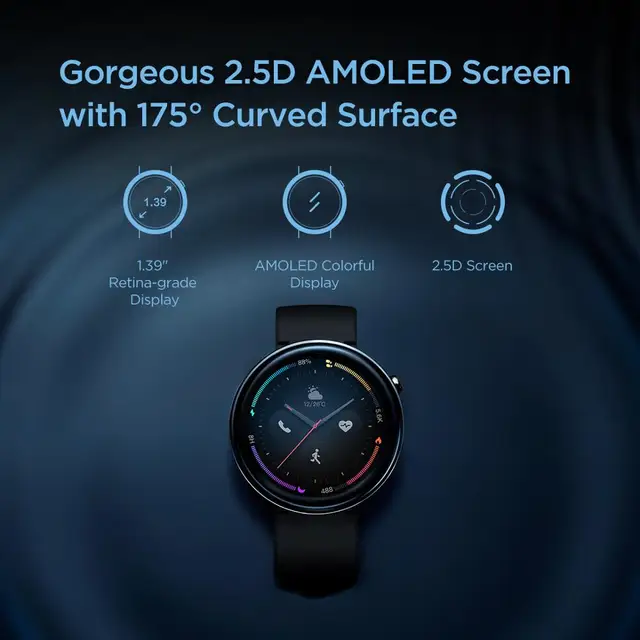 Original Amazfit Nexo GPS Smartwatch 10 Sports Modes 1.39 inch 2.5 D AMOLED Display Fitness Track Smart Watch 4