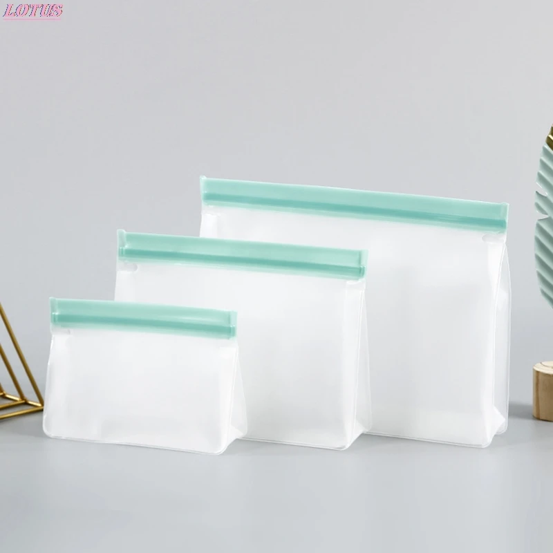 Leakproof Food Storage Bag, Reusable Silicone Zipper Lock Bag, Used