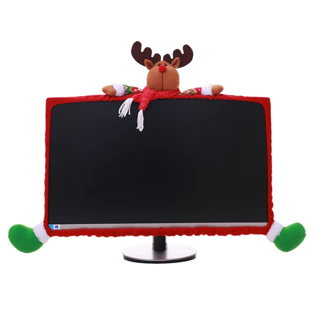 Нетканая ткань компьютерный монитор рамка Крышка Рождественское украшение для дома 3D Мультфильм Снеговик Санта Клаус Олень Рождественский подарок
