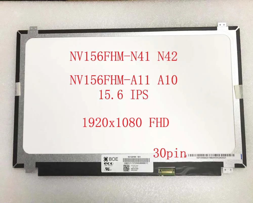 15.6&quot lcd led laptop screen for BOE NV156FHM-N41 NV156FHM-N42 NV156FHM-N43 LP156WF6-SPM1 M2 1920*1080 IPS 30PIN EDP LCD SCREEN |