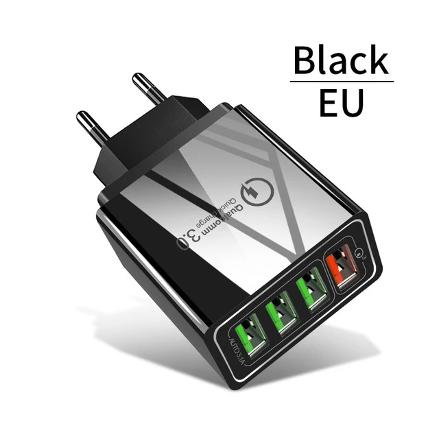 EU Black 18 Вт Быстрая зарядка 3,0 Быстрая зарядка для мобильных телефонов EU вилка настенное USB зарядное устройство адаптер для iPhone samsung huawei Xiaomi QC3.0 - Тип штекера: EU Black