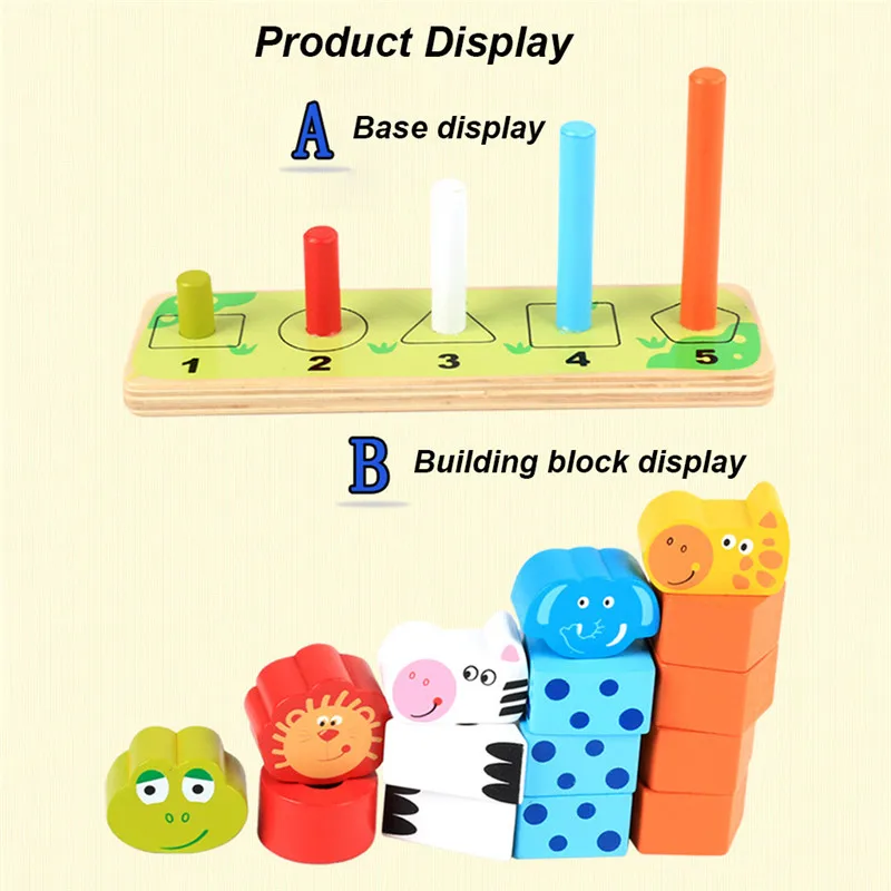 Деревянные блоки Монтессори, деревянная обучающая головоломка, животные, геометрические строительные блоки, игрушки, развивающие игрушки, детские рождественские подарки