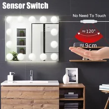 Lampe de miroir à intensité réglable USB, capteur de lumière pour miroir de maquillage professionnel, lampes de vanité Hollywood pour coiffeuse, éclairage 2 à 14 ampoules D30