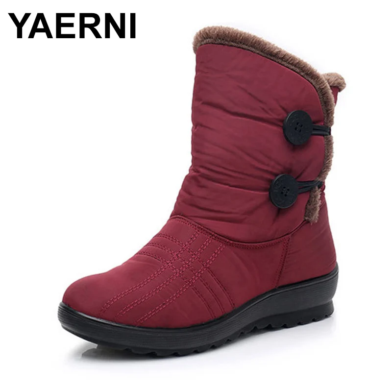 YAERNI/зимние ботинки; коллекция года; Брендовые женские зимние ботинки; женская обувь с пуговицами; нескользящая водонепроницаемая гибкая женская модная повседневная обувь; e1183