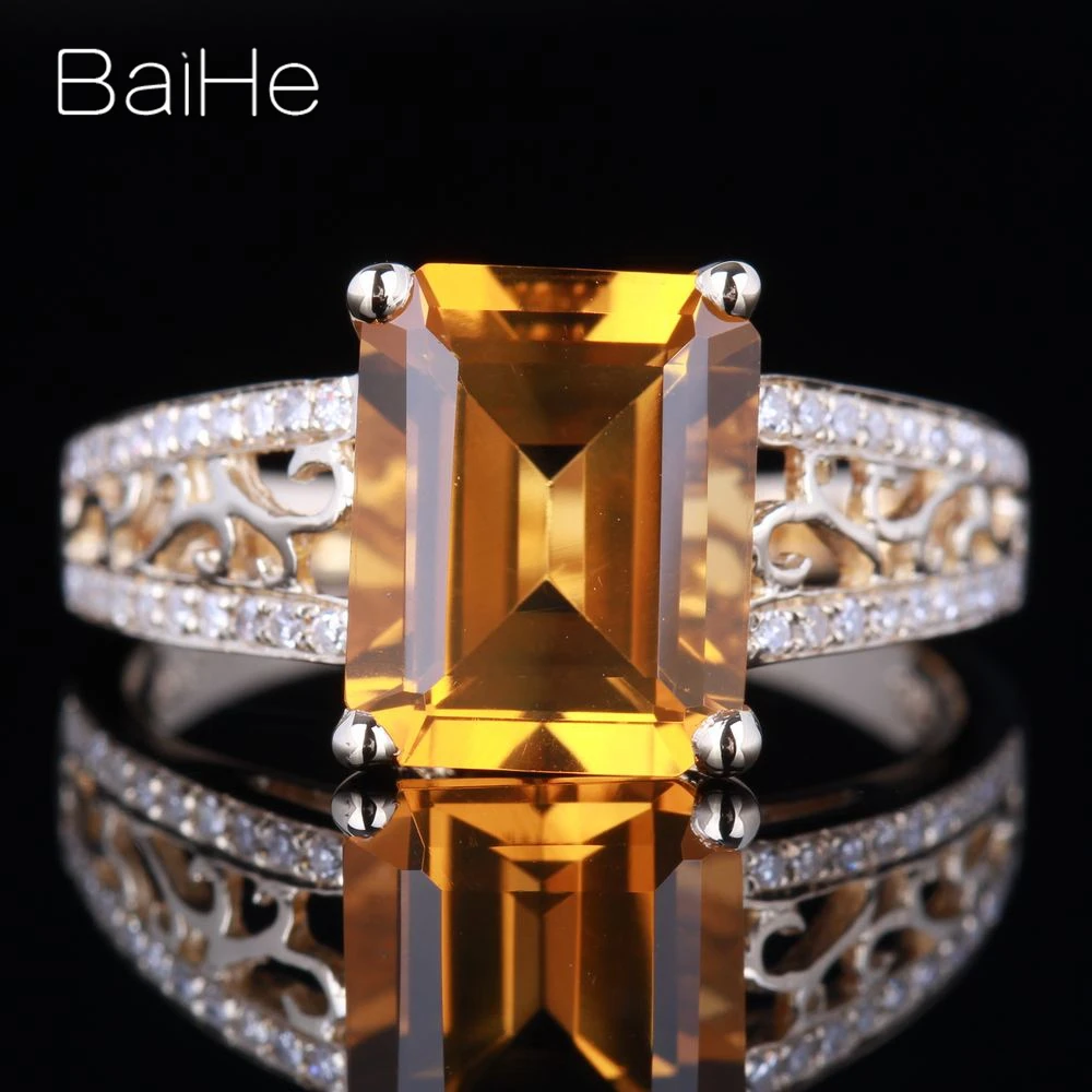 BAIHE Solid 14K желтое золото(AU585) 1.77CT Сертифицированный безупречный настоящий цитрин свадебные женские модные ювелирные изделия Подарочное кольцо