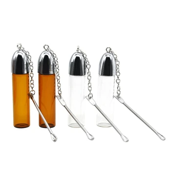 

Glass Empty Snuff Bottle With Metal Spoon Snorting Snorter Bullet Container Storage Dispenser Pill Case(36MM/57MM/72MM)