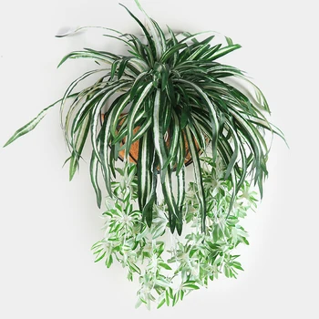 

New 65cm Artificial flowers plants Wall Hanging Chlorophytum potted green plants PVC Fake Simulation flower living room decor