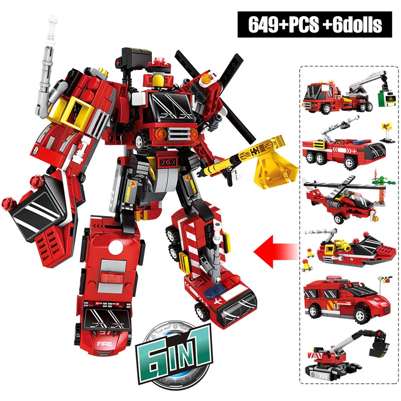 Details about   New Transformer 733pcs Robot Building Block Military Tank Helicopter Boat 6 in1