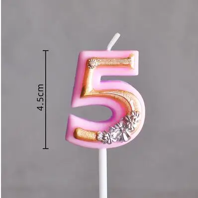 Цветок 0-9 цифровые цифры свечи на день рождения декоративные украшения на вечеринку торт Топпер для детей подарок для ребенка - Цвет: pink               5