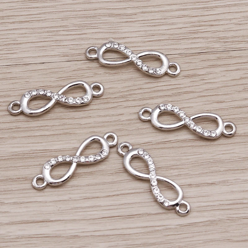 레슬리 20pcs 23x10mm 크리스탈 인피니티 매력 보석 만들기 패션 귀걸이 펜던트 팔찌 목걸이 매력 액세서리