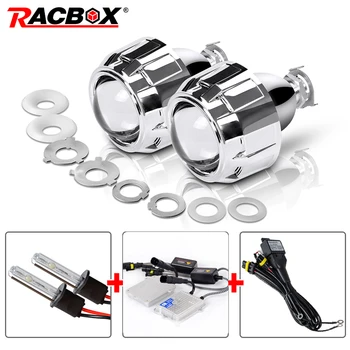

RACBOX 55W 2.5 Inch LHD RHD Bixenon HID Projector Lens With Shrouds H1 H4 H7 Motorcycle Auto Car Headlight Kit 4300K 6000K 8000K
