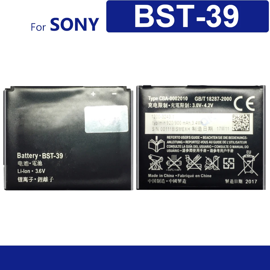Battery BST-39 920mAh For Sony Ericsson TM717 T707 W380 W380a W518 W518a W908c W910i Z555i W508 W508c BST 39 | Мобильные телефоны и