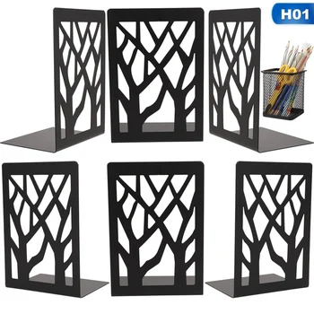 

1 Set Simple Book Holder Metal Tree Shape Bookends Shelf Wrought Iron Support Holder School Office Stationery Supplies