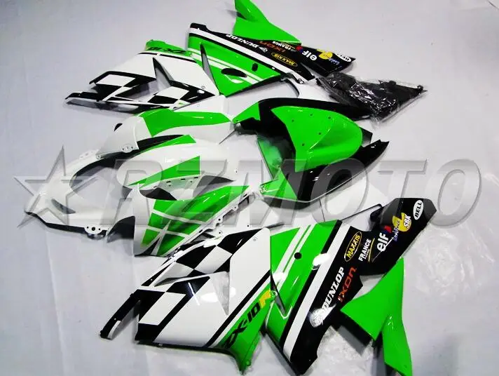Стиль ABS обтекатель комплект подходит для kawasaki Ninja ZX10R 2004-2005 04 05 10R cool кузов холодный зеленый белый