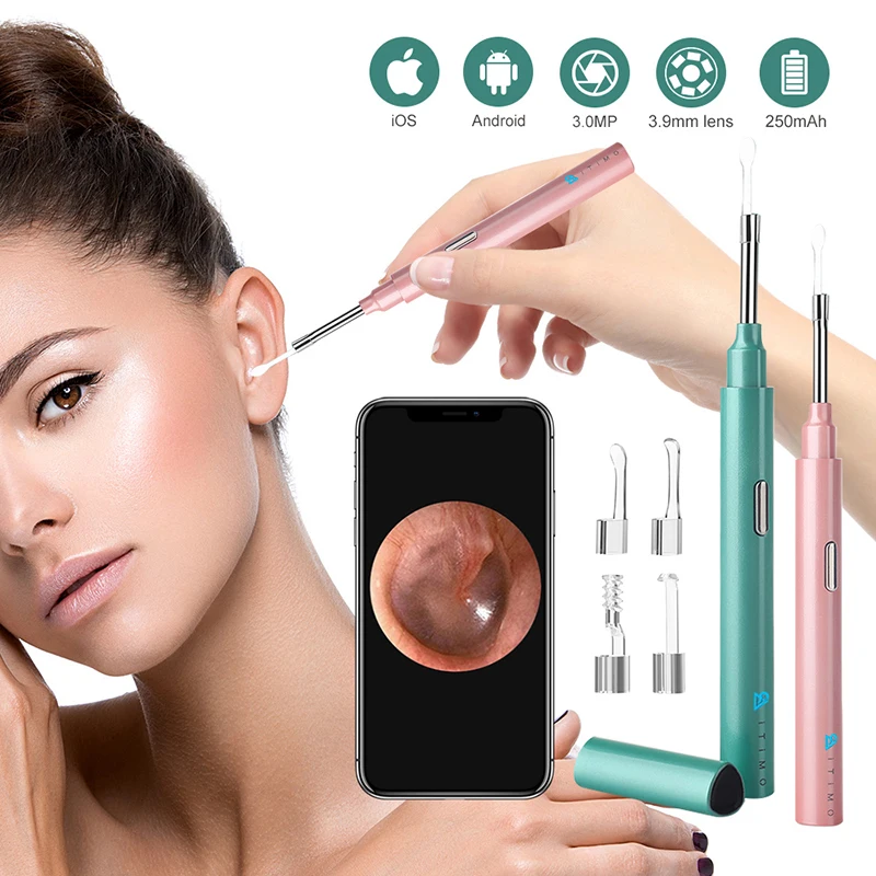 Ear Wax Removal Endoscope 1080P FHD Wireless Otoscope with 6 LED 3.9mm Visual Scope Camera Safe Pick for iPhone | Безопасность и