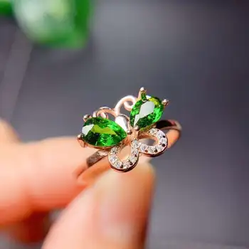 

Free shipping Natural And Real Diopside ring 925 sterling silver Fine jewelry For men or women