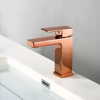 

Rose Gold Single Hole Deck Mounted Brass A Handle Cold Hot Mixer Sink Tap Basin Water Tapware Bathroom Faucet