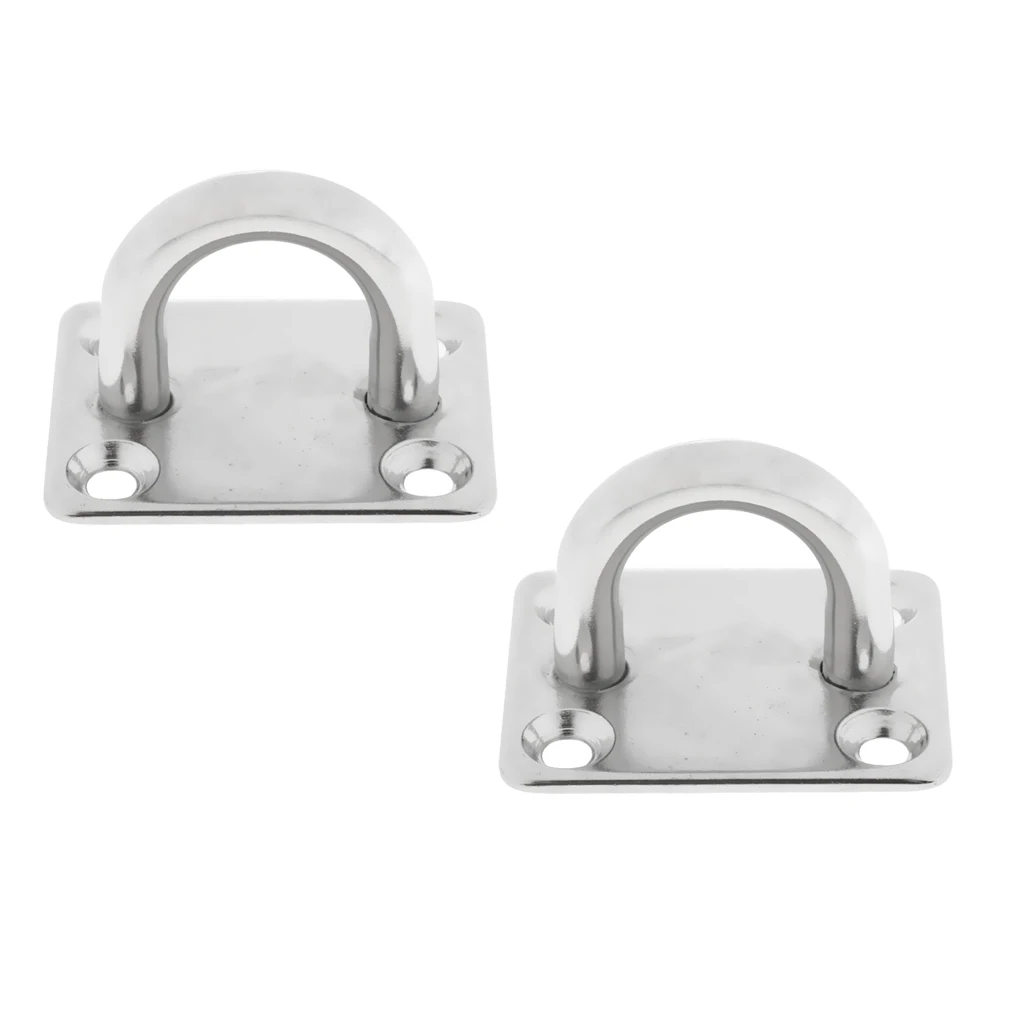 2Pcs Heavy Duty 8mm Square Pad Eye Plate Shade Ring Hook Hardware Accessory